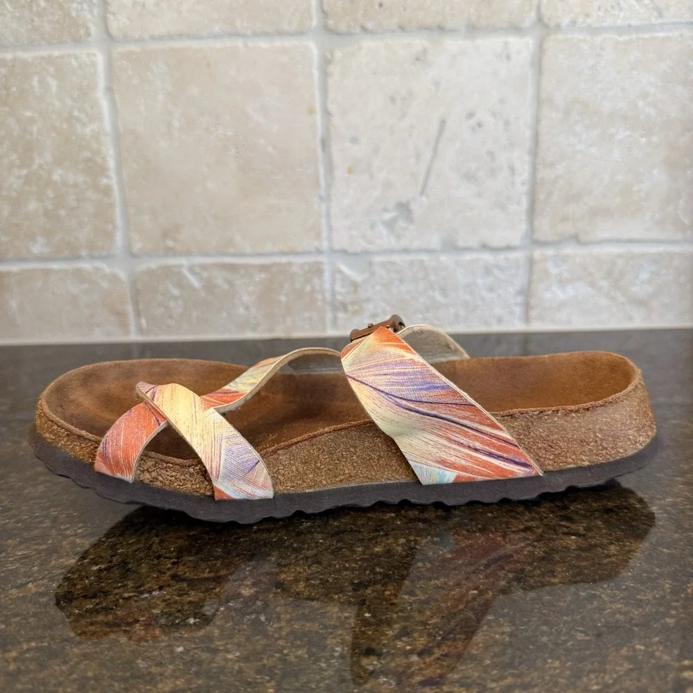 Papillio Birkenstock Tabora Multicolor Leather Sandals Women's 37 US 6